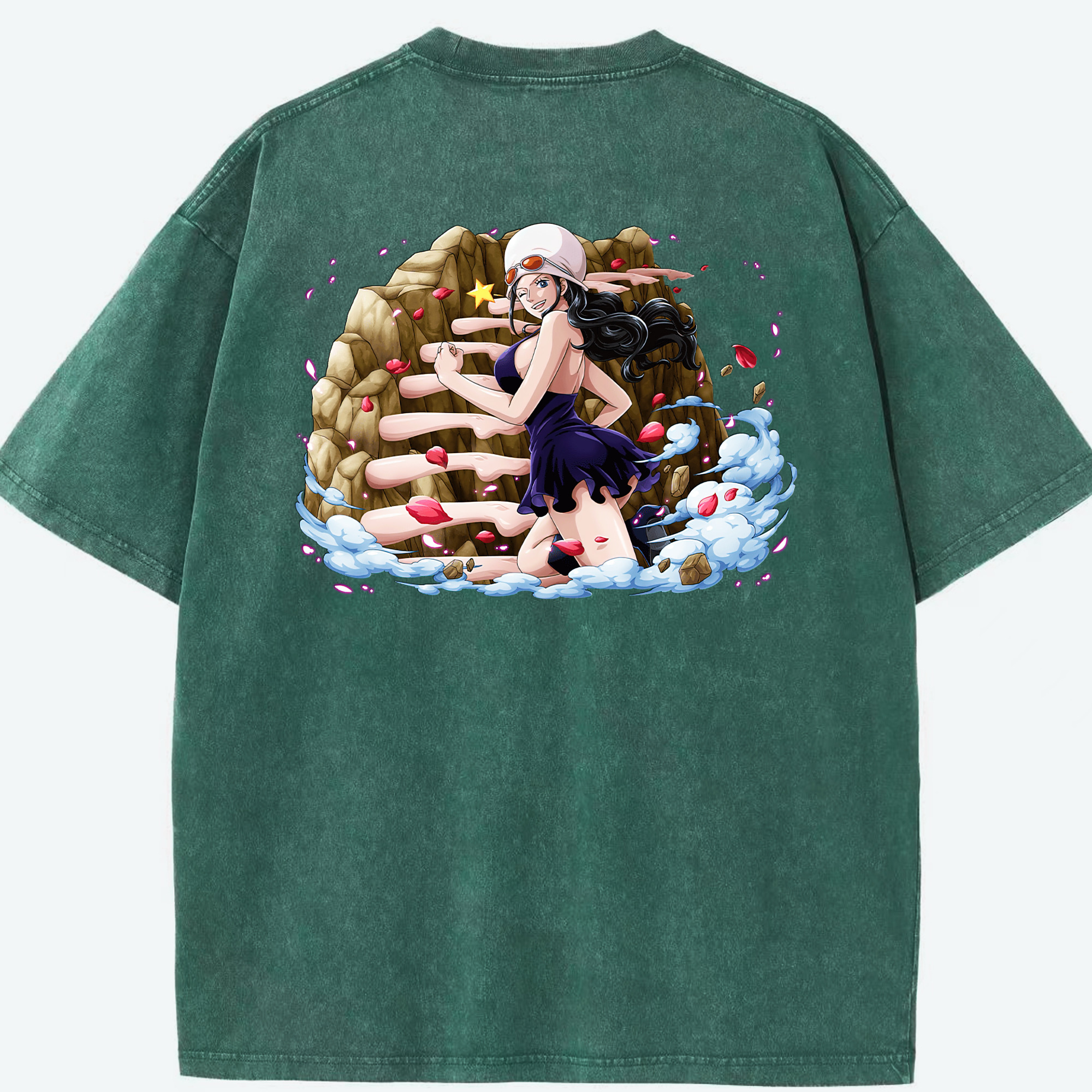 ワンピース ニコ・ロビン ONE PIECE Nico Robin 綿100% ヴィンテージ風 半袖Tシャツ（背面プリント）